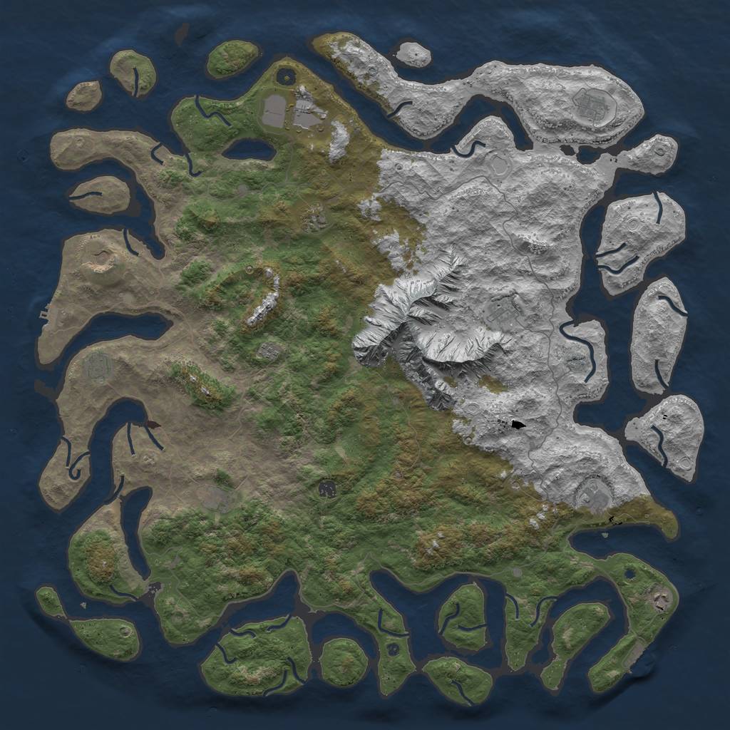 Rust Map: Procedural Map, Size: 6000, Seed: 653311, 22 Monuments