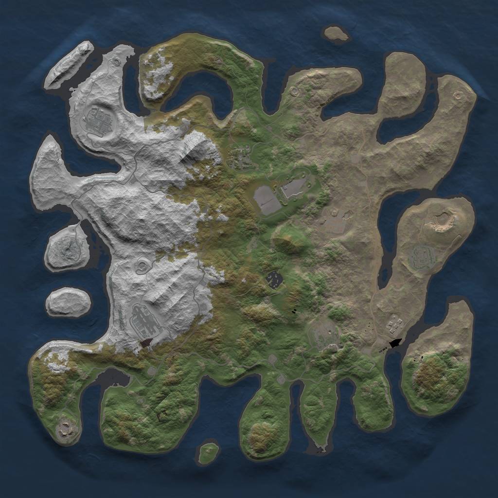 Rust Map: Barren, Size: 4500, Seed: 538633906, 14 Monuments