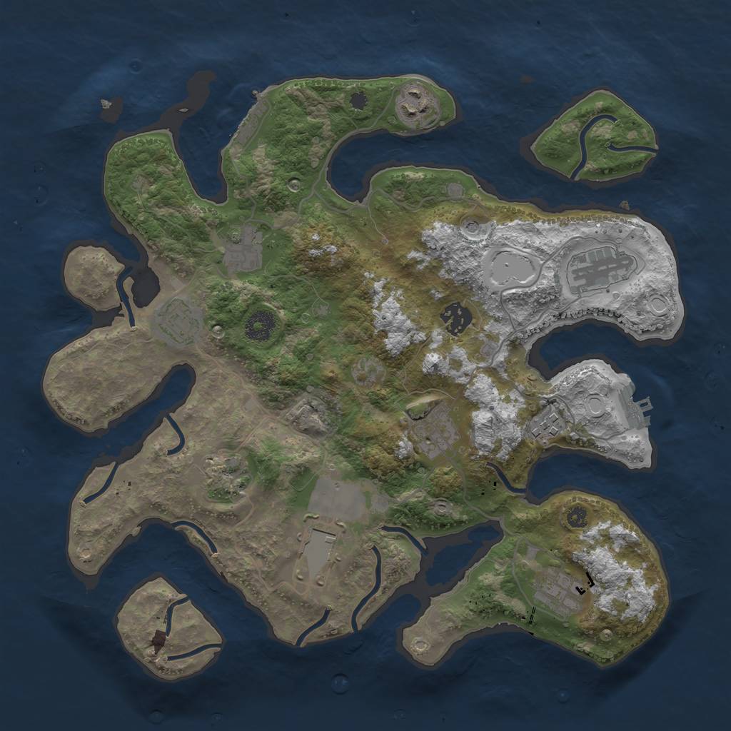 Rust Map: Procedural Map, Size: 3550, Seed: 1111, 21 Monuments