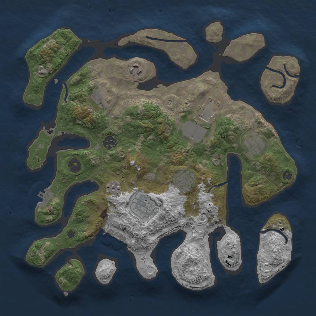 Rust Map: Procedural Map, Size: 3500, Seed: 846571290, 19 Monuments