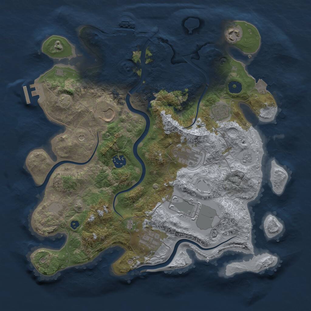 Rust Map: Procedural Map, Size: 3500, Seed: 233001, 14 Monuments