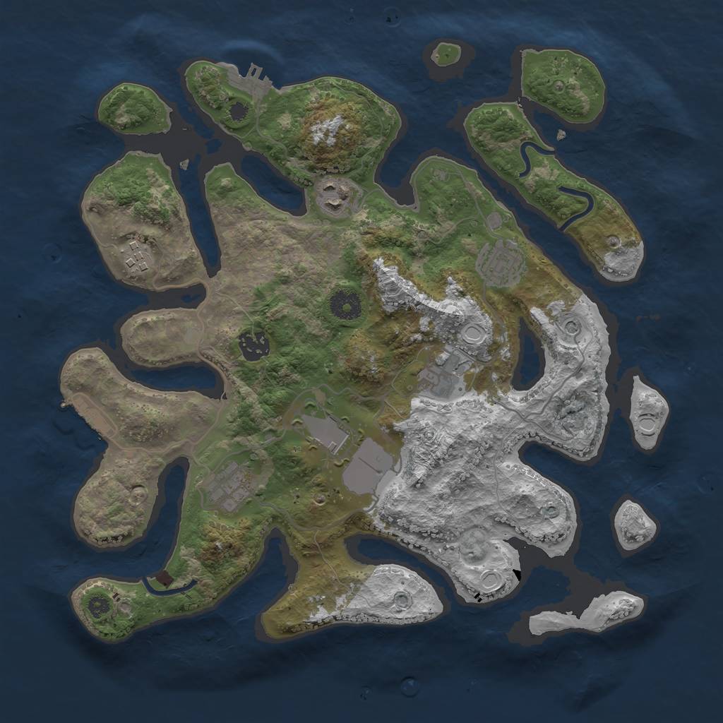 Rust Map: Procedural Map, Size: 3500, Seed: 233001, 18 Monuments