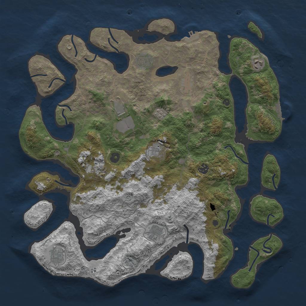 Rust Map: Procedural Map, Size: 4500, Seed: 5000186, 21 Monuments