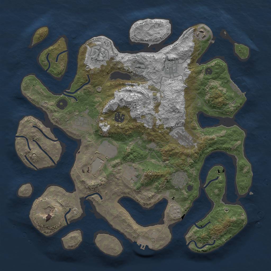 Rust Map: Procedural Map, Size: 3850, Seed: 744905433, 22 Monuments