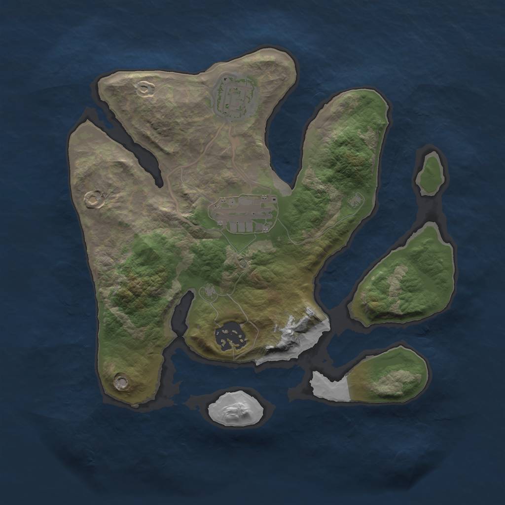 Rust Map: Barren, Size: 2500, Seed: 14105851, 5 Monuments