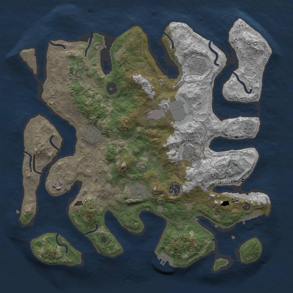 Rust Map: Procedural Map, Size: 3800, Seed: 52104, 20 Monuments