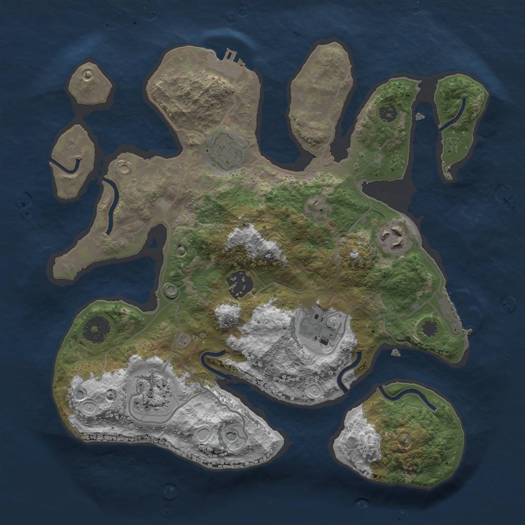 Rust Map: Procedural Map, Size: 3000, Seed: 668303256, 16 Monuments