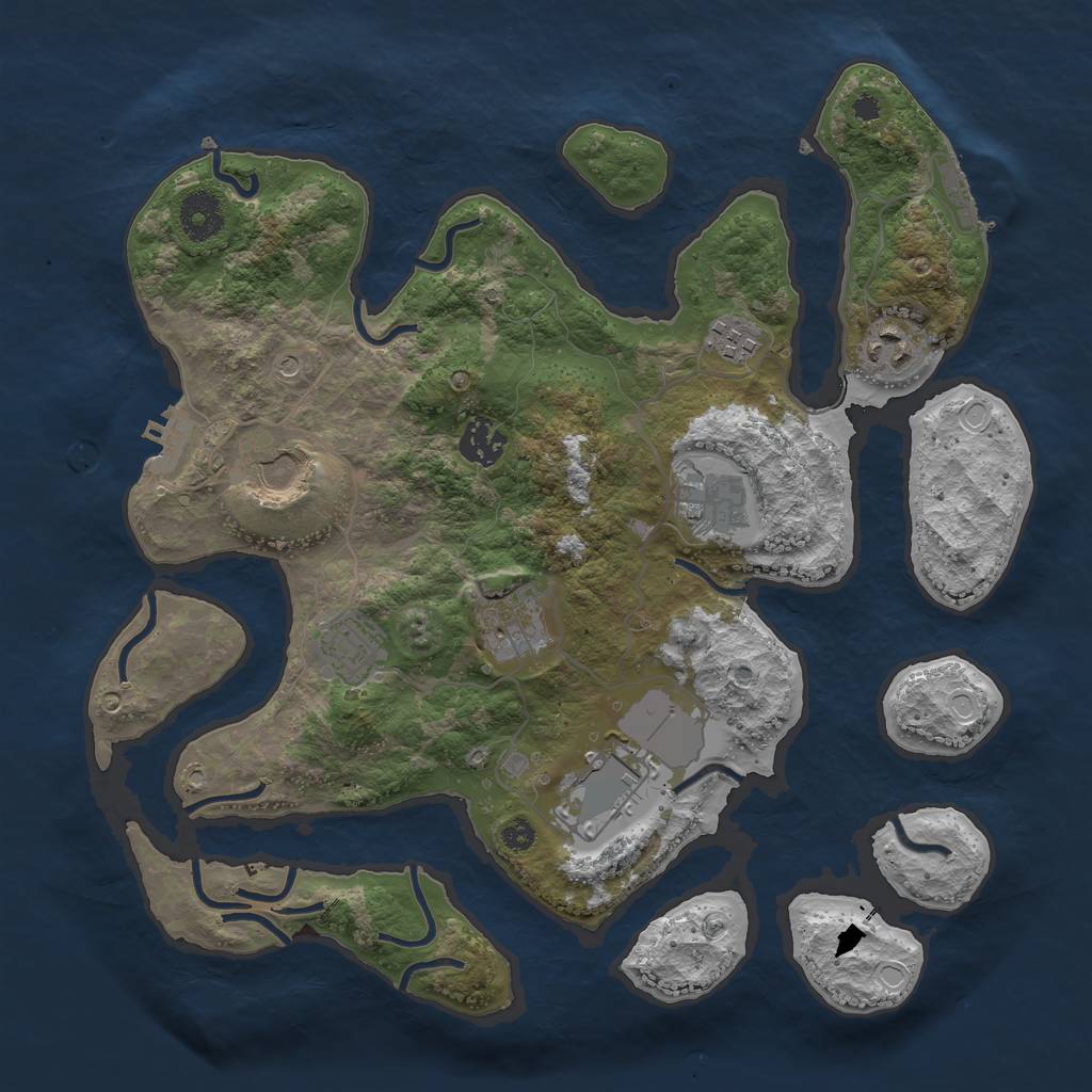 Rust Map: Procedural Map, Size: 3500, Seed: 714915673, 19 Monuments