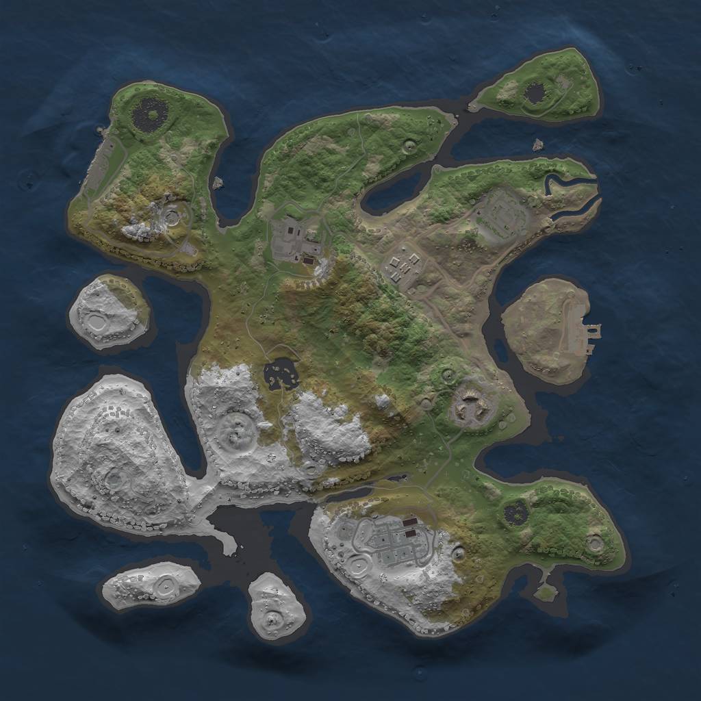 Rust Map: Procedural Map, Size: 3000, Seed: 2019828940, 17 Monuments