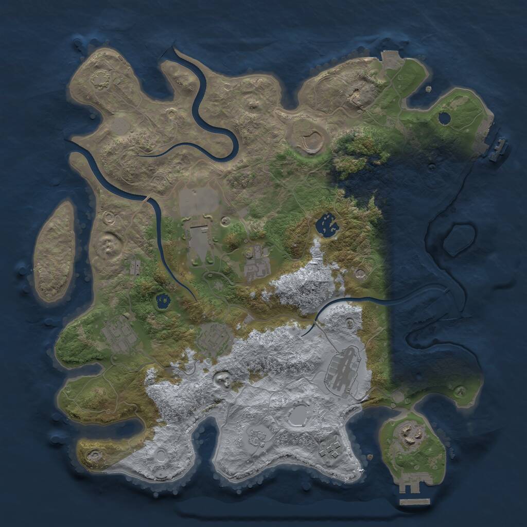 Rust Map: Procedural Map, Size: 3500, Seed: 417088600, 15 Monuments