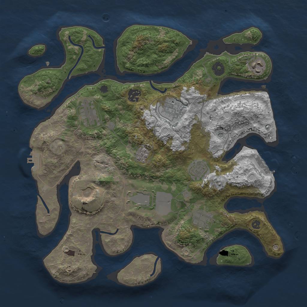 Rust Map: Procedural Map, Size: 3500, Seed: 1151606272, 20 Monuments