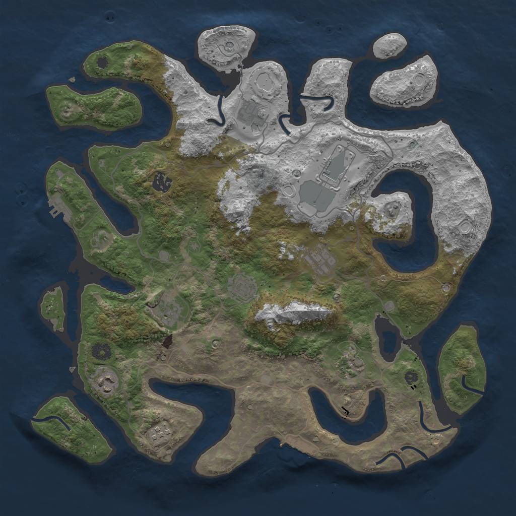 Rust Map: Procedural Map, Size: 4000, Seed: 1853214034, 20 Monuments