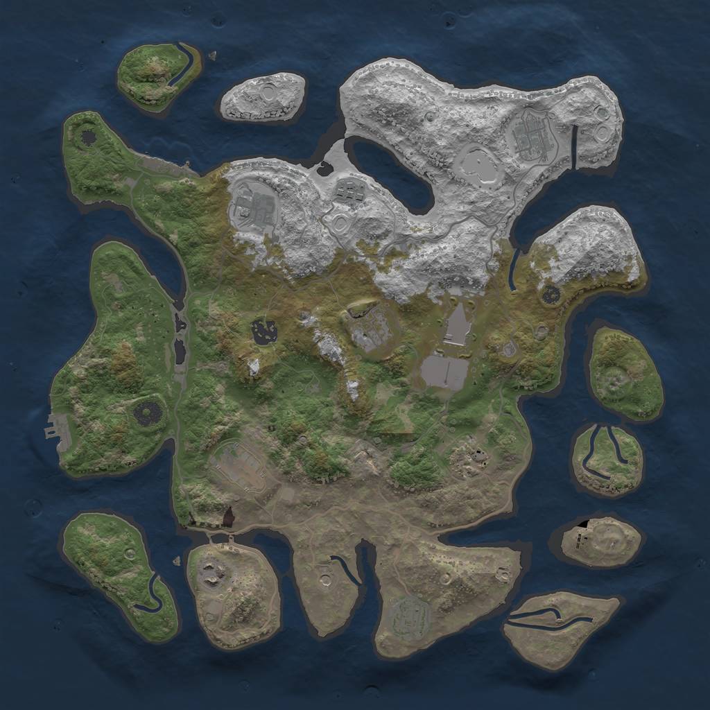 Rust Map: Procedural Map, Size: 4000, Seed: 1408596875, 21 Monuments