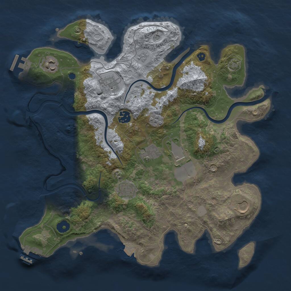 Rust Map: Procedural Map, Size: 3500, Seed: 2802, 14 Monuments