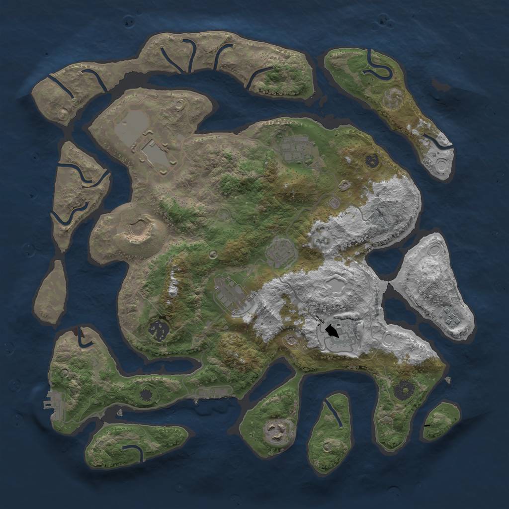 Rust Map: Procedural Map, Size: 3800, Seed: 77887, 20 Monuments