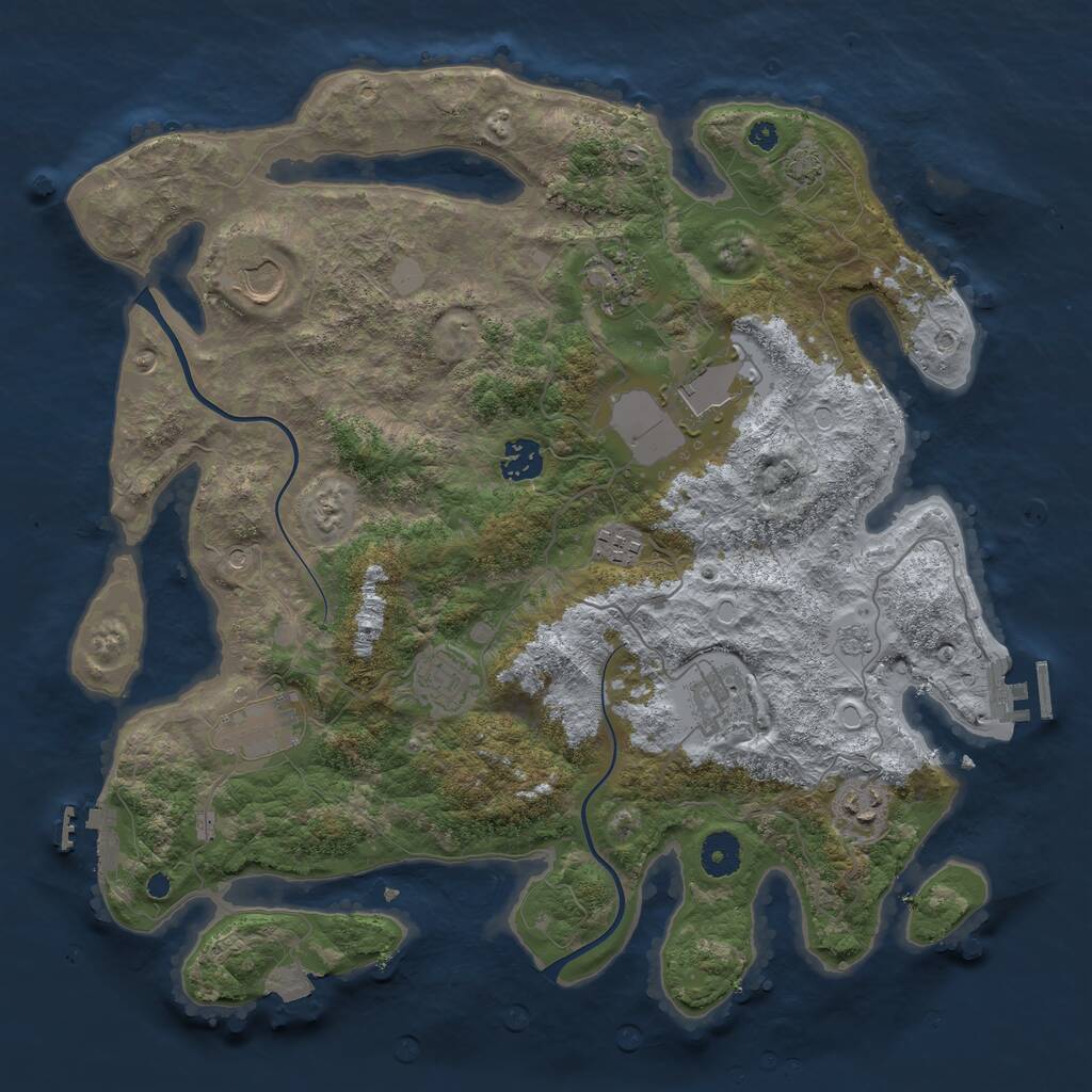 Rust Map: Procedural Map, Size: 3800, Seed: 77887, 15 Monuments
