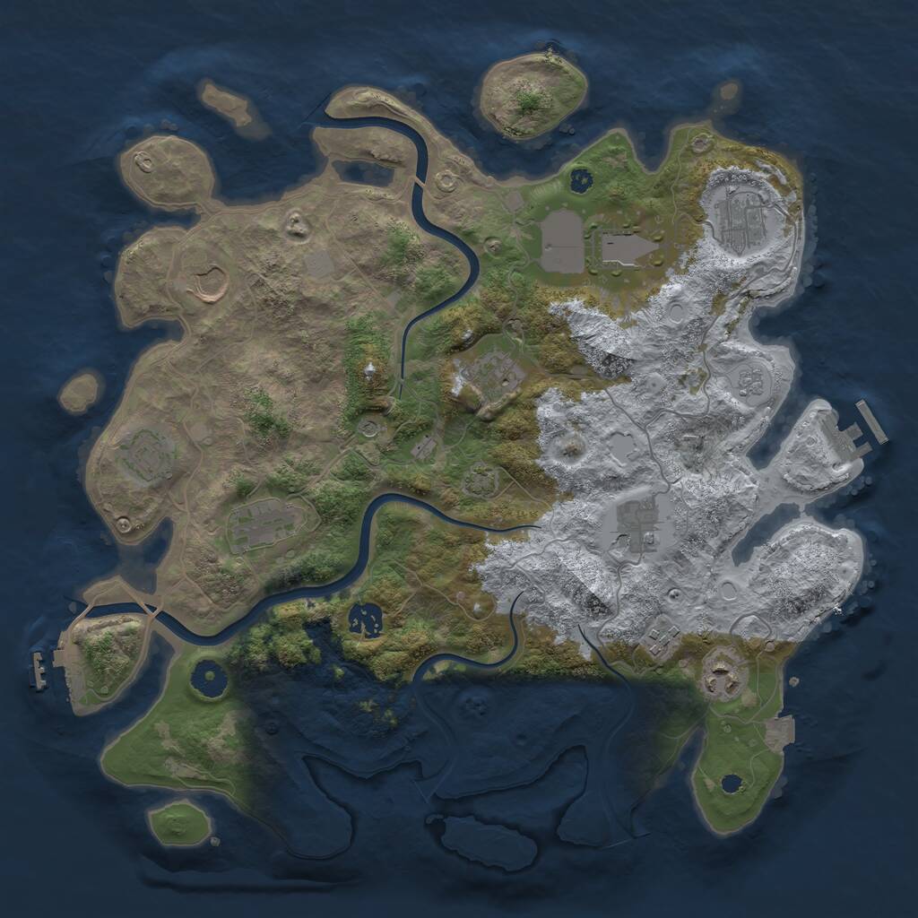 Rust Map: Procedural Map, Size: 3850, Seed: 720141800, 16 Monuments