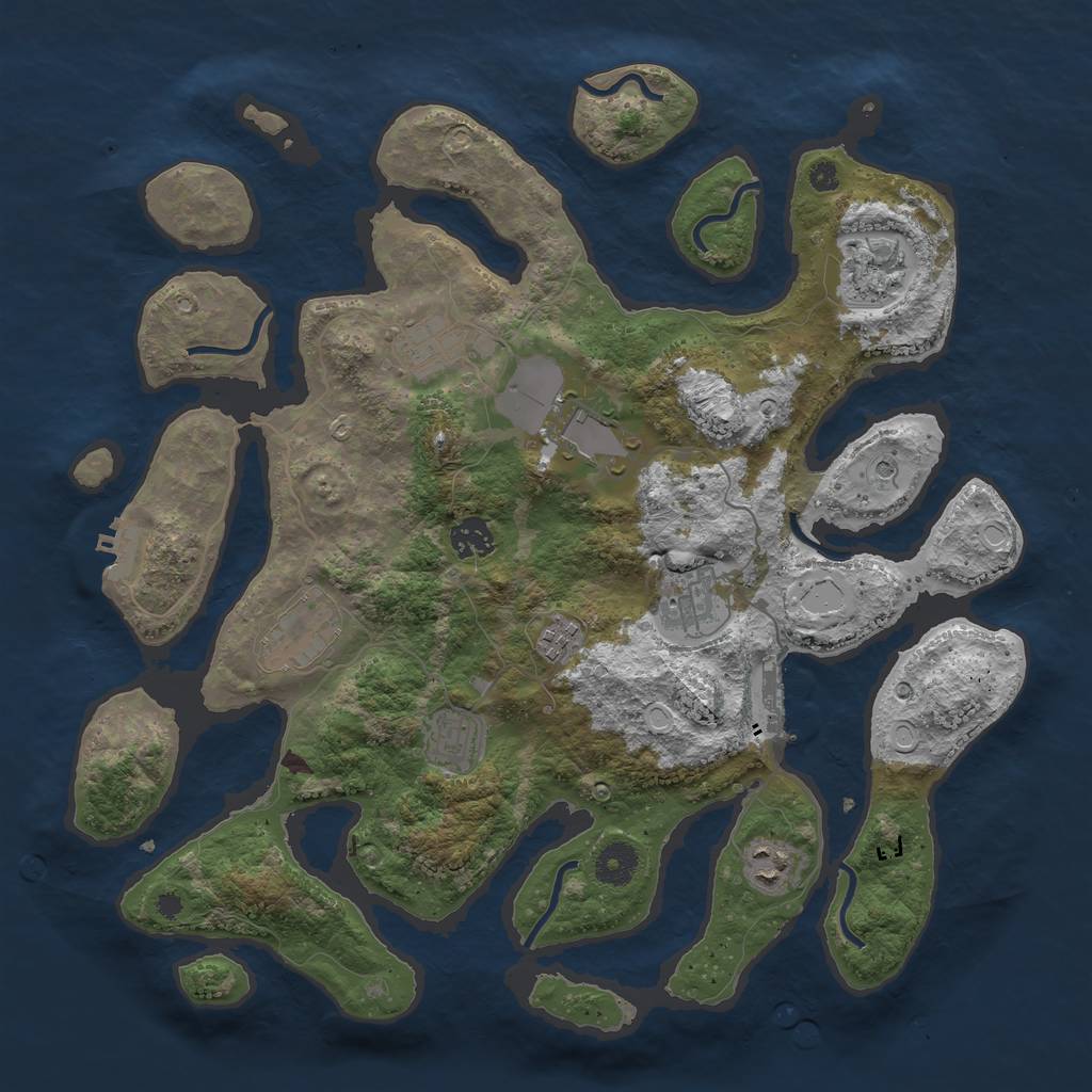 Rust Map: Procedural Map, Size: 3850, Seed: 720141800, 20 Monuments