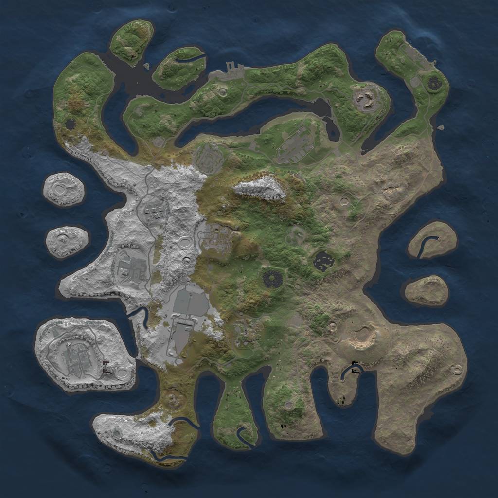 Rust Map: Procedural Map, Size: 3850, Seed: 234412046, 22 Monuments