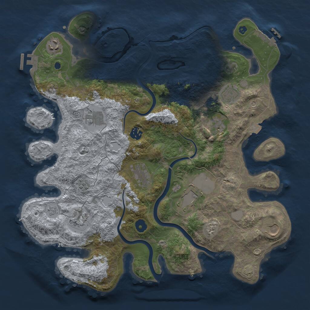 Rust Map: Procedural Map, Size: 3850, Seed: 234412046, 16 Monuments