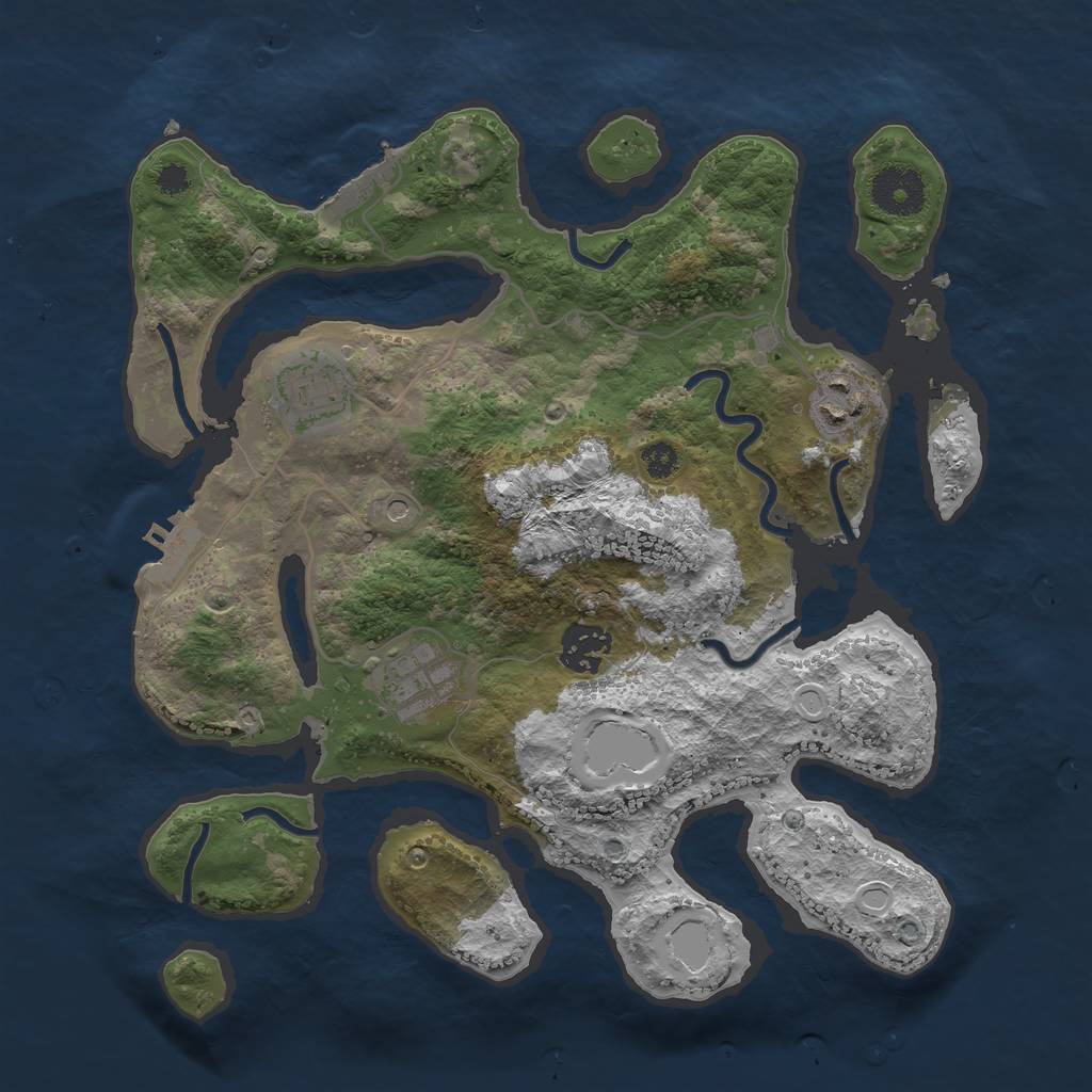 Rust Map: Procedural Map, Size: 3200, Seed: 1990, 15 Monuments