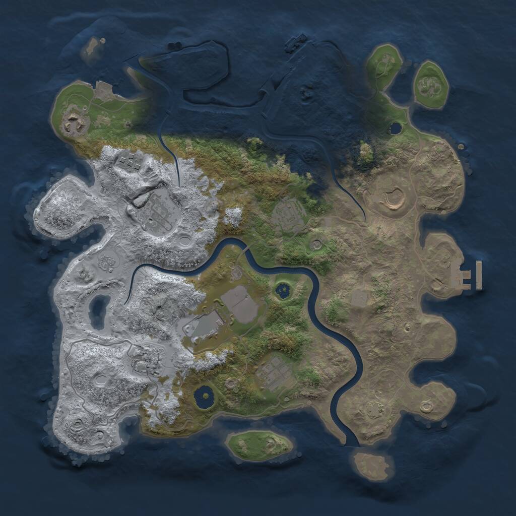 Rust Map: Procedural Map, Size: 3600, Seed: 2135, 14 Monuments