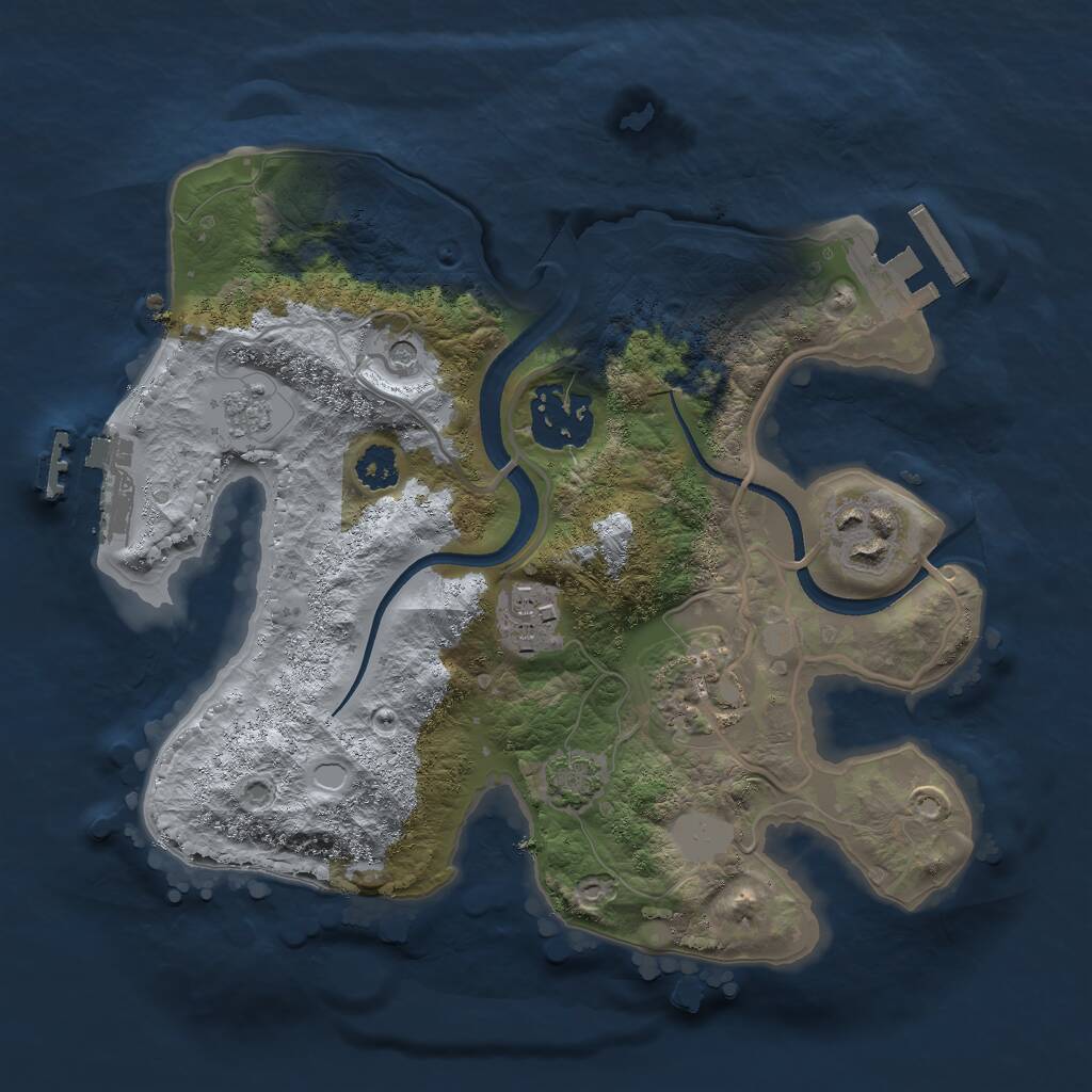 Rust Map: Procedural Map, Size: 2500, Seed: 258887, 10 Monuments