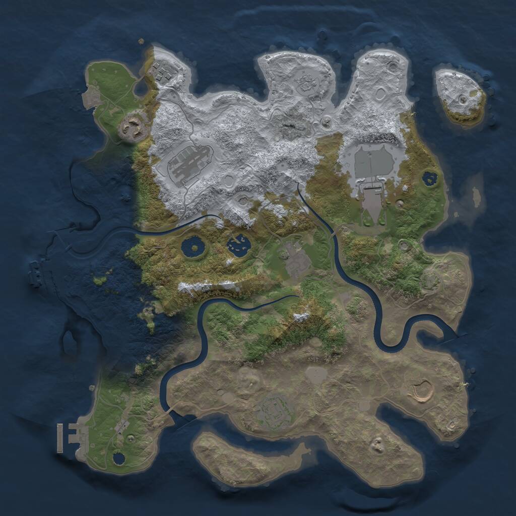Rust Map: Procedural Map, Size: 3500, Seed: 133713, 14 Monuments