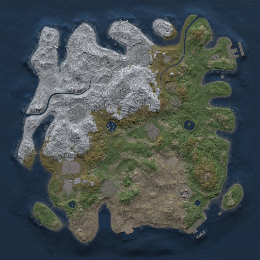 Rust Map: Procedural Map, Size: 3700, Seed: 1663082319, 14 Monuments
