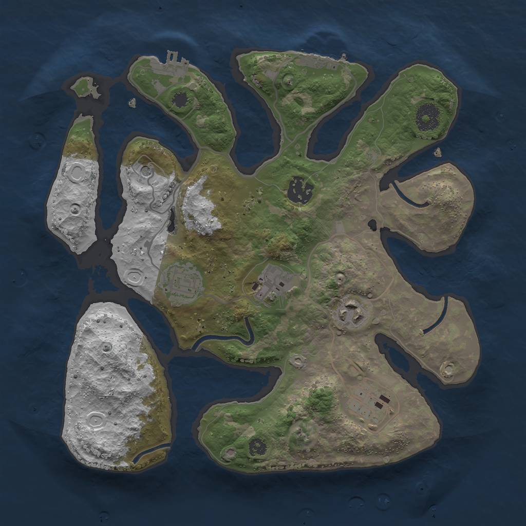 Rust Map: Procedural Map, Size: 3000, Seed: 561290, 16 Monuments