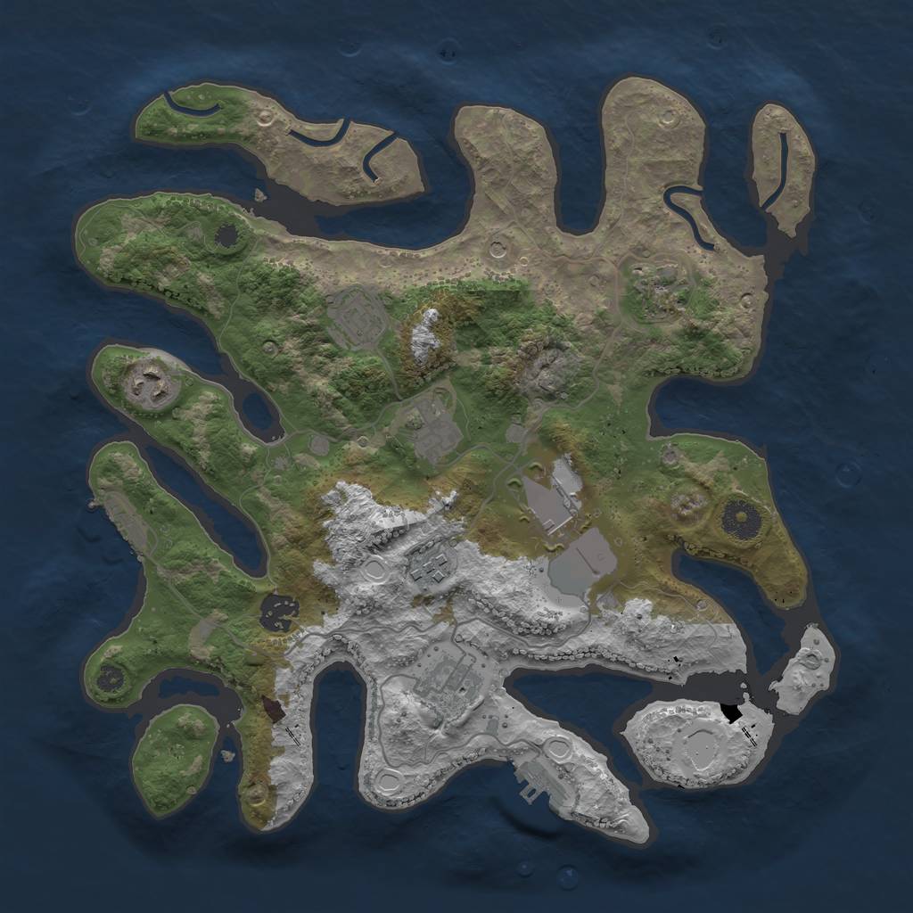 Rust Map: Procedural Map, Size: 3500, Seed: 278617390, 19 Monuments