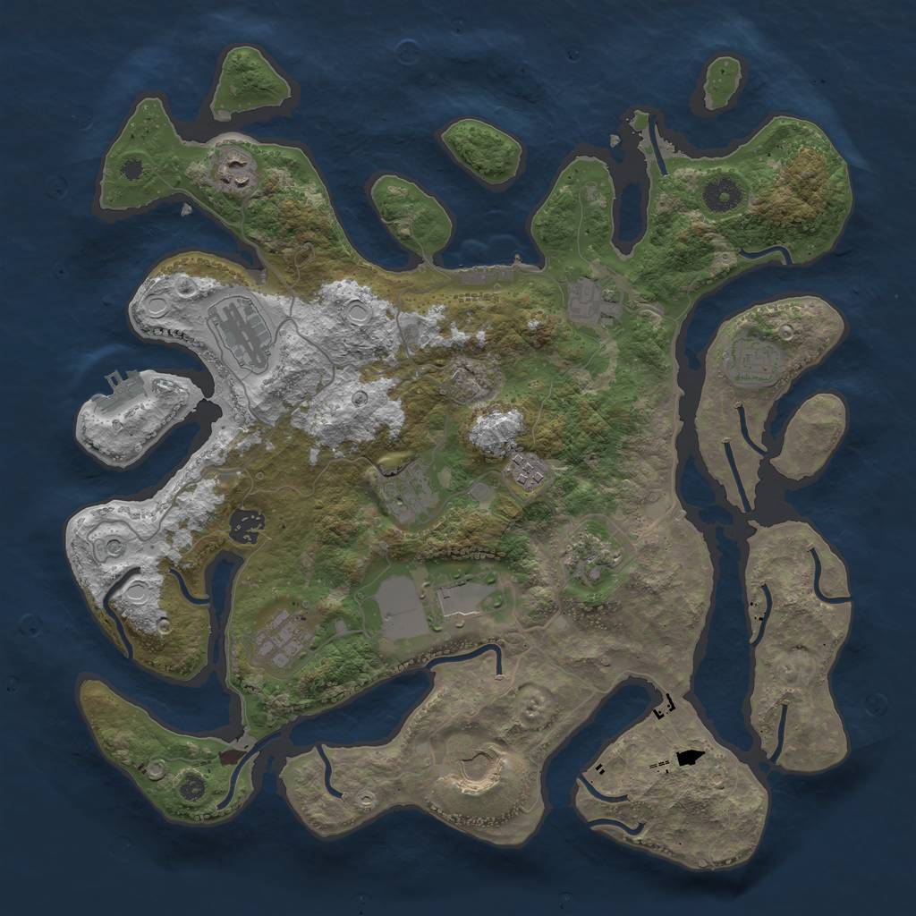 Rust Map: Procedural Map, Size: 3850, Seed: 863093745, 22 Monuments