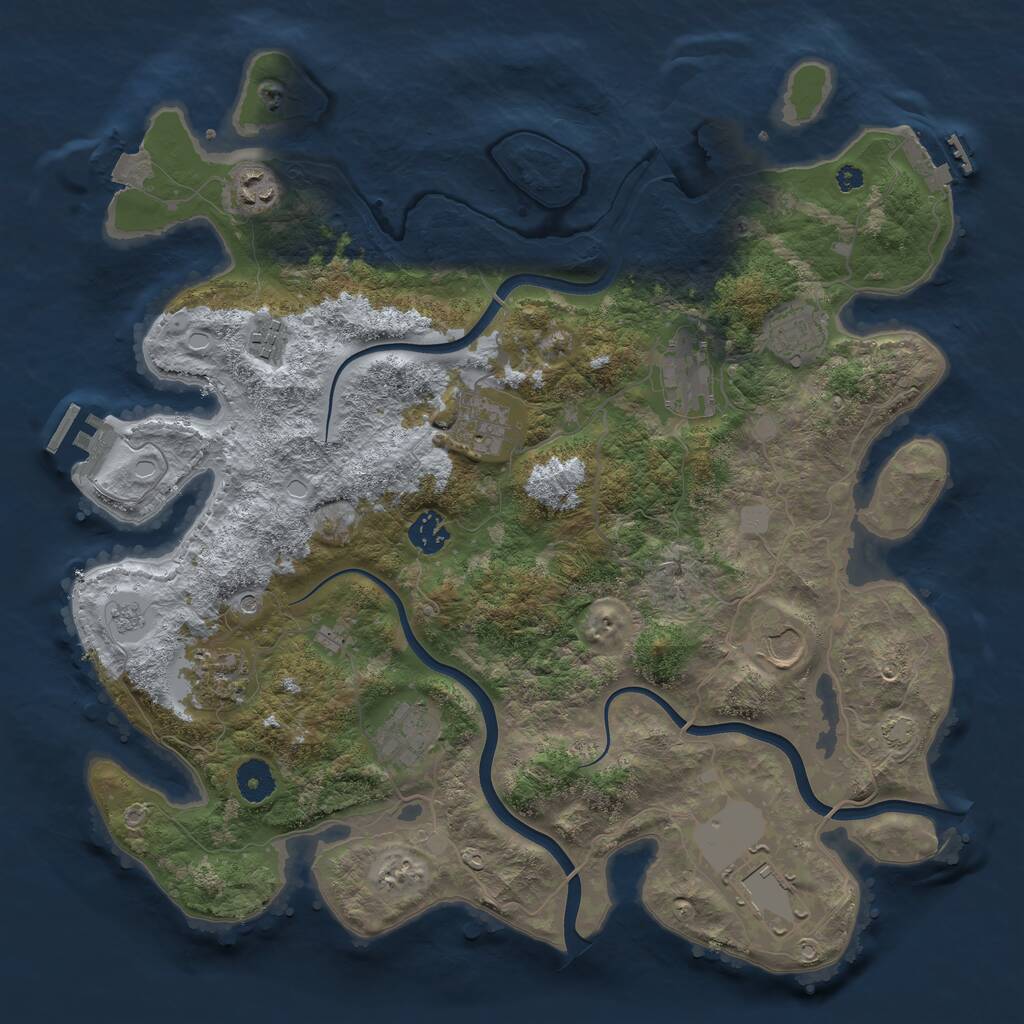 Rust Map: Procedural Map, Size: 3850, Seed: 863093745, 16 Monuments