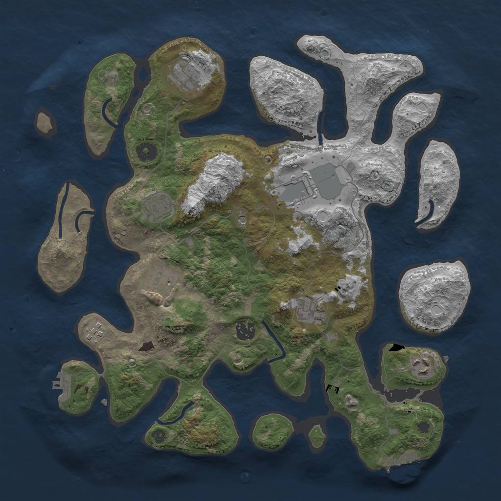 Rust Map: Procedural Map, Size: 3750, Seed: 234848240, 19 Monuments