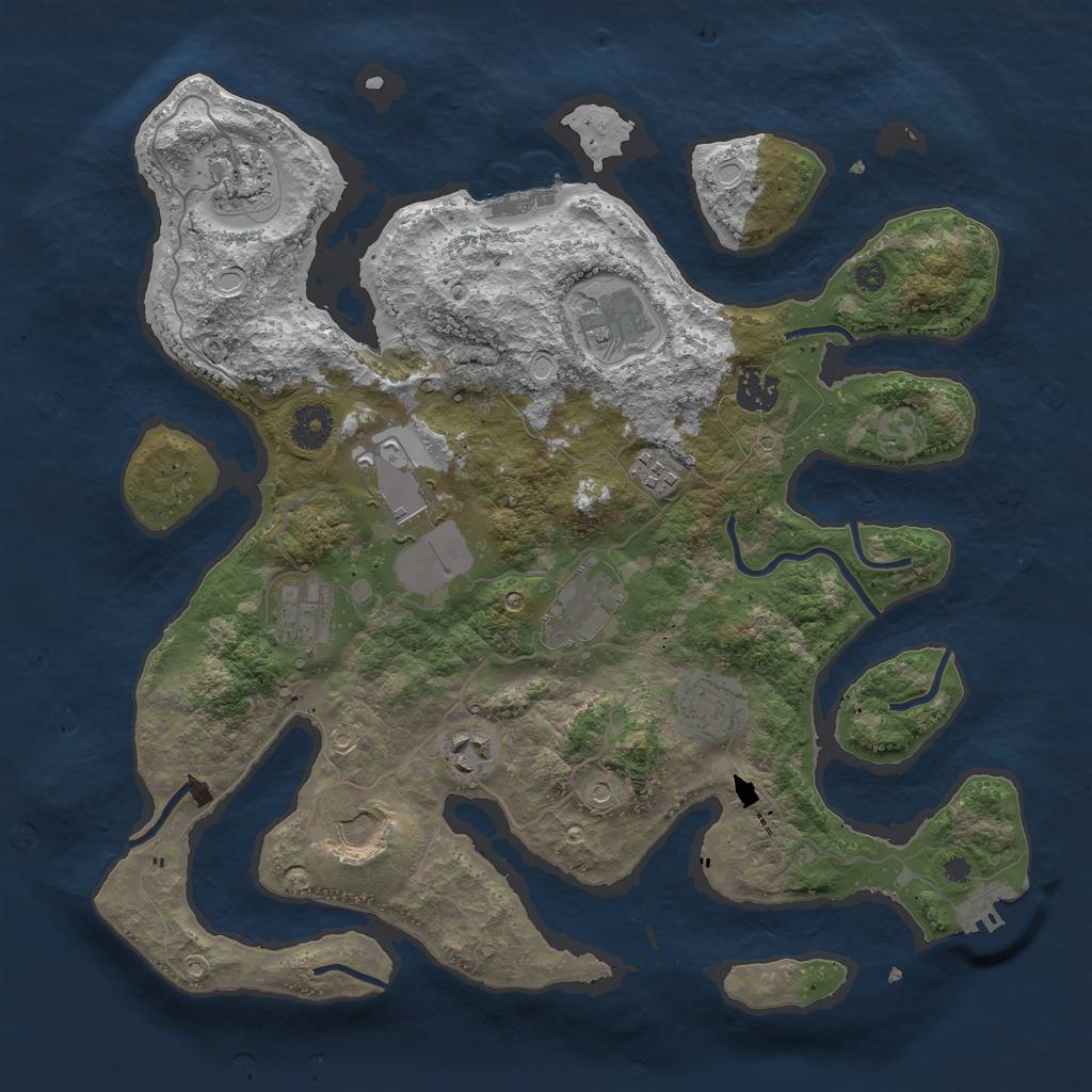 Rust Map: Procedural Map, Size: 3700, Seed: 571178822, 21 Monuments