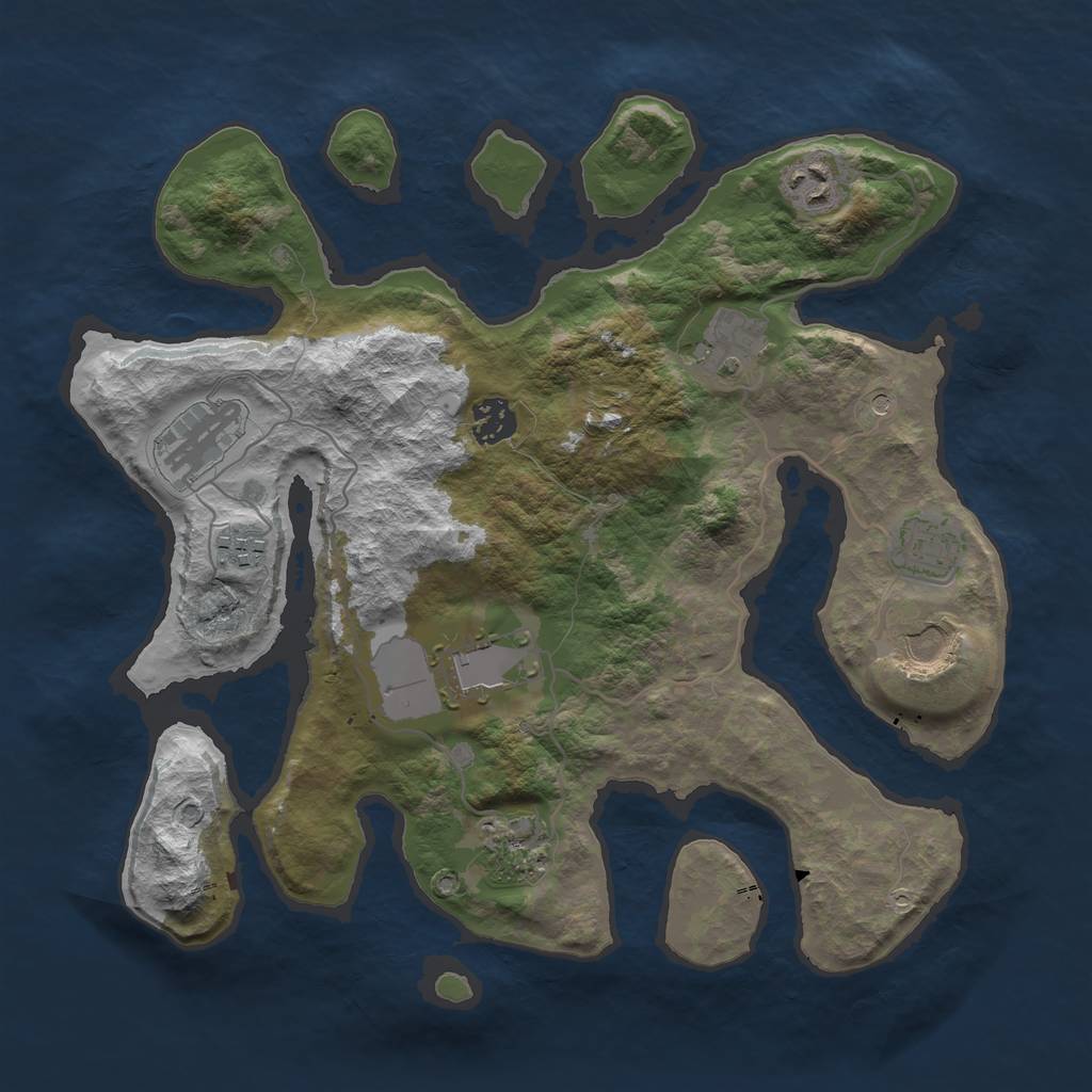 Rust Map: Barren, Size: 3500, Seed: 286575987, 12 Monuments