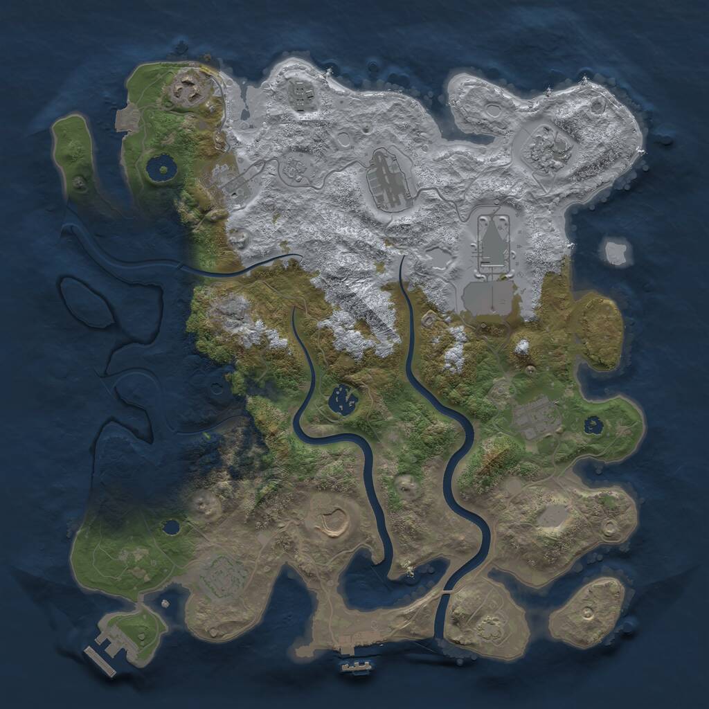 Rust Map: Procedural Map, Size: 3700, Seed: 142877251, 16 Monuments