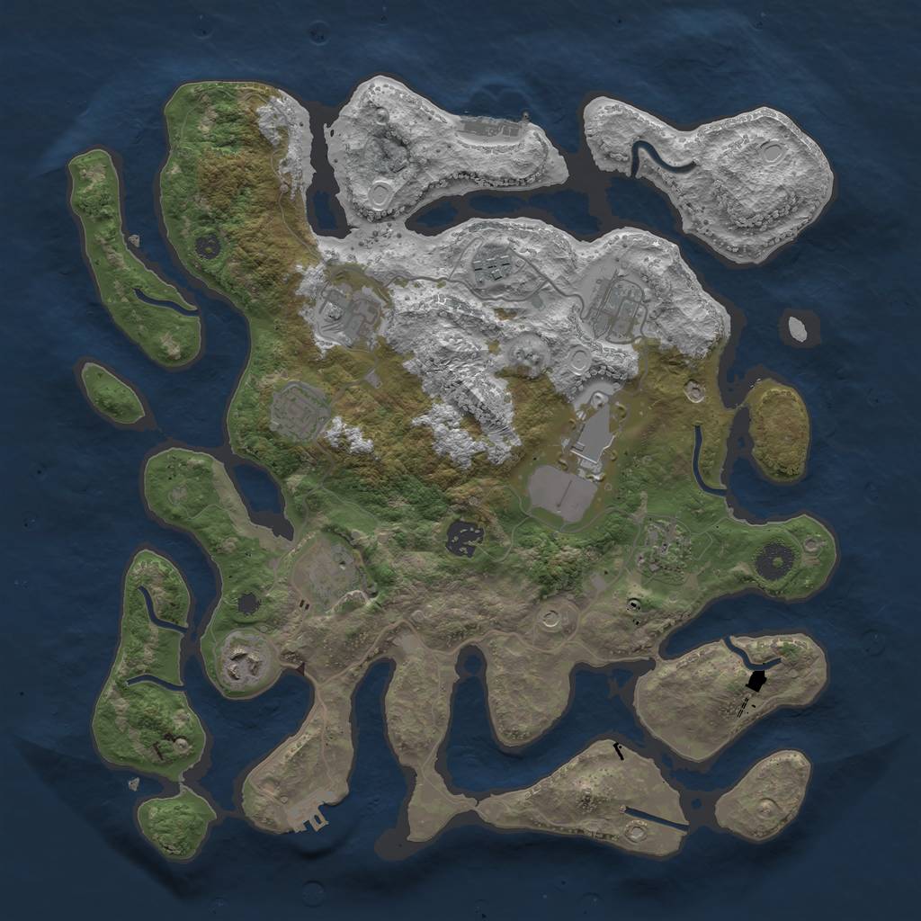 Rust Map: Procedural Map, Size: 3700, Seed: 142877251, 20 Monuments