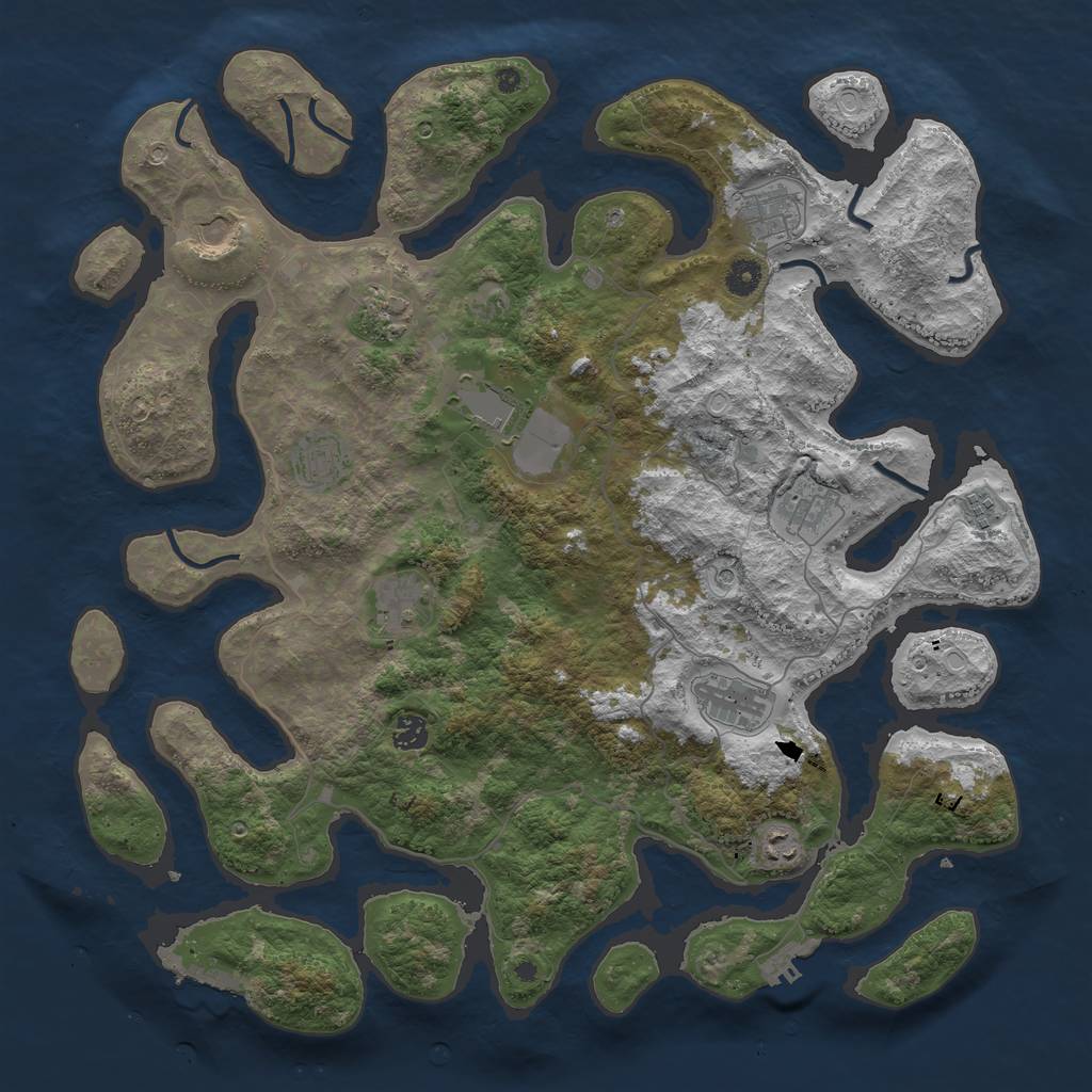 Rust Map: Procedural Map, Size: 4500, Seed: 1830664906, 22 Monuments