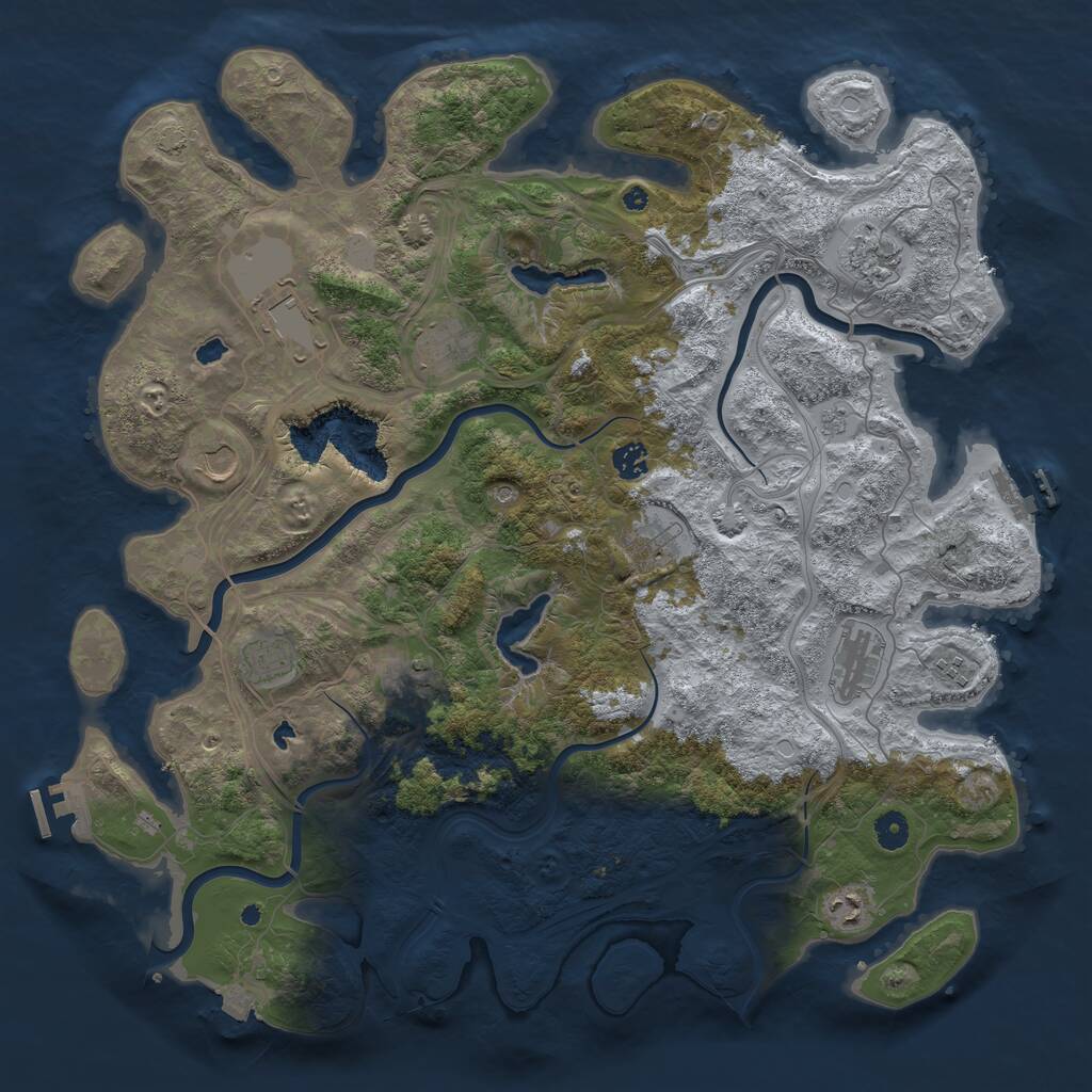 Rust Map: Procedural Map, Size: 4500, Seed: 1830664906, 17 Monuments