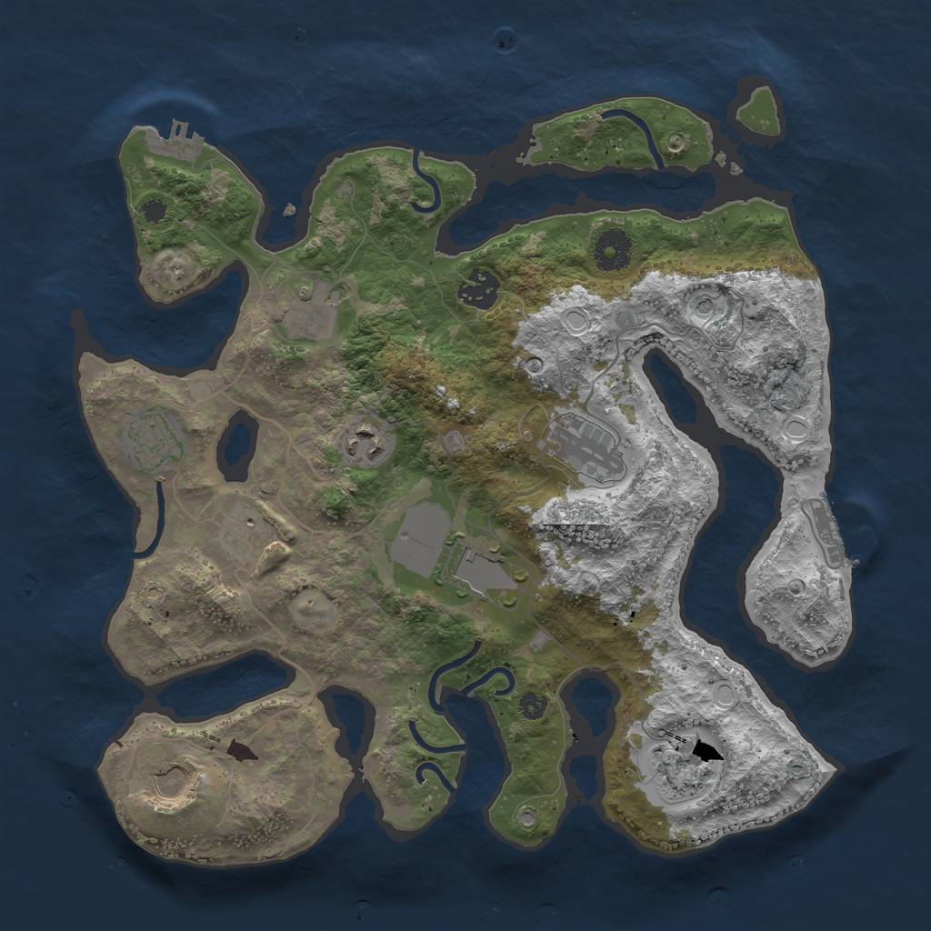 Rust Map: Procedural Map, Size: 3500, Seed: 987789, 20 Monuments