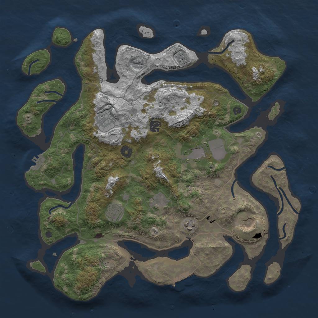 Rust Map: Procedural Map, Size: 4000, Seed: 965149932, 19 Monuments