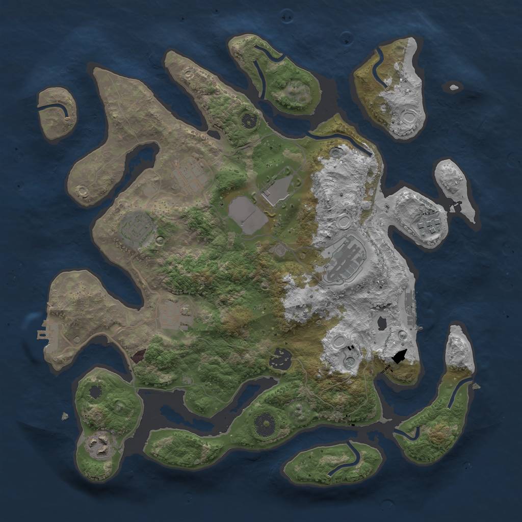 Rust Map: Procedural Map, Size: 3500, Seed: 952225924, 19 Monuments