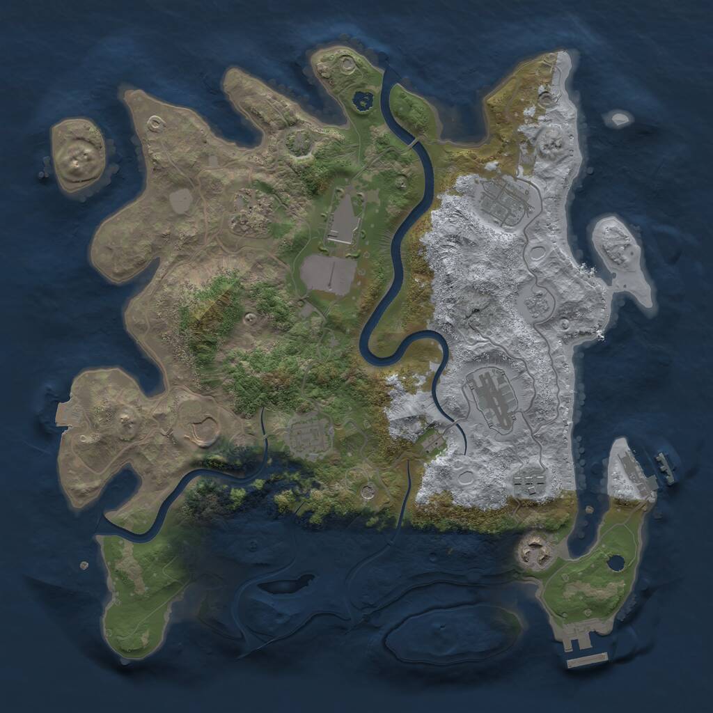 Rust Map: Procedural Map, Size: 3500, Seed: 952225924, 14 Monuments