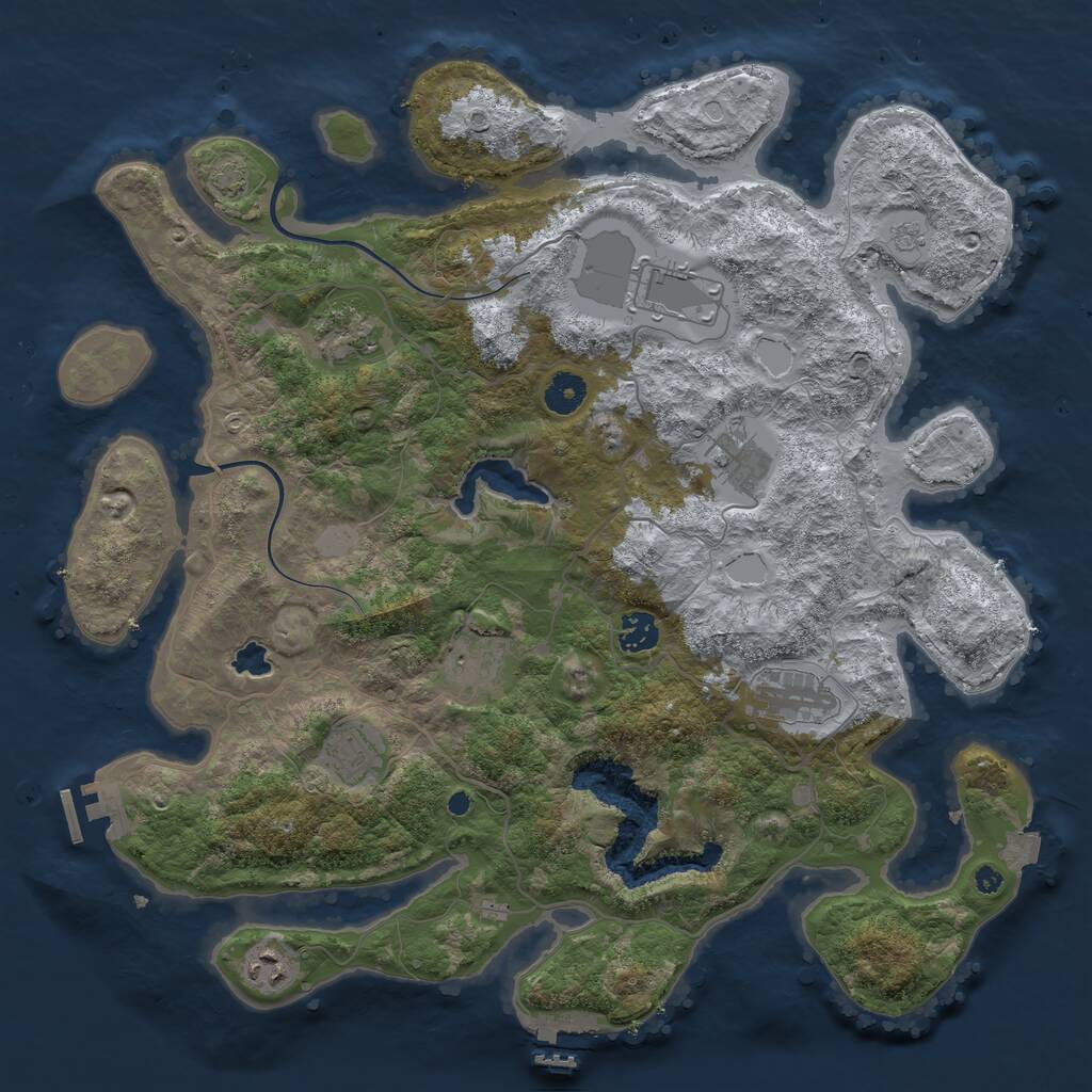 Rust Map: Procedural Map, Size: 4000, Seed: 445224588, 13 Monuments