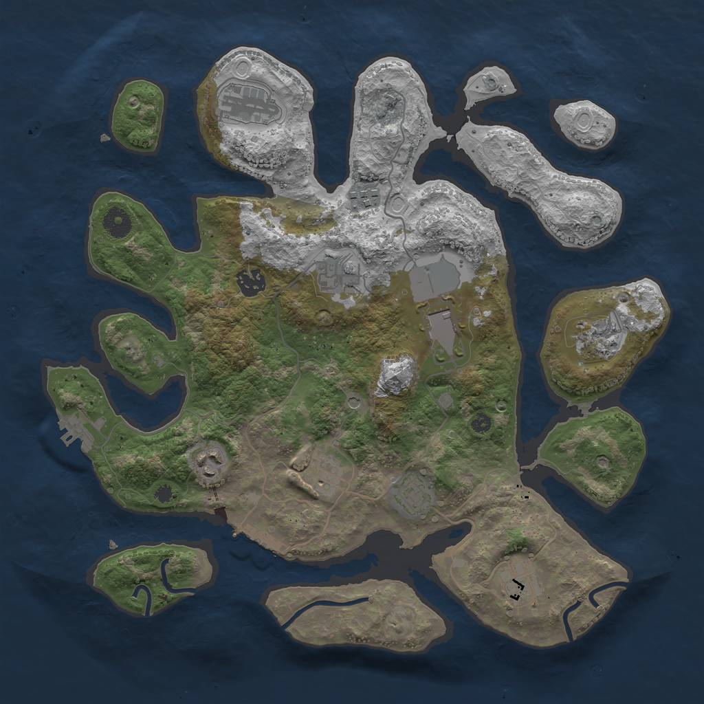 Rust Map: Procedural Map, Size: 3700, Seed: 1345743, 21 Monuments