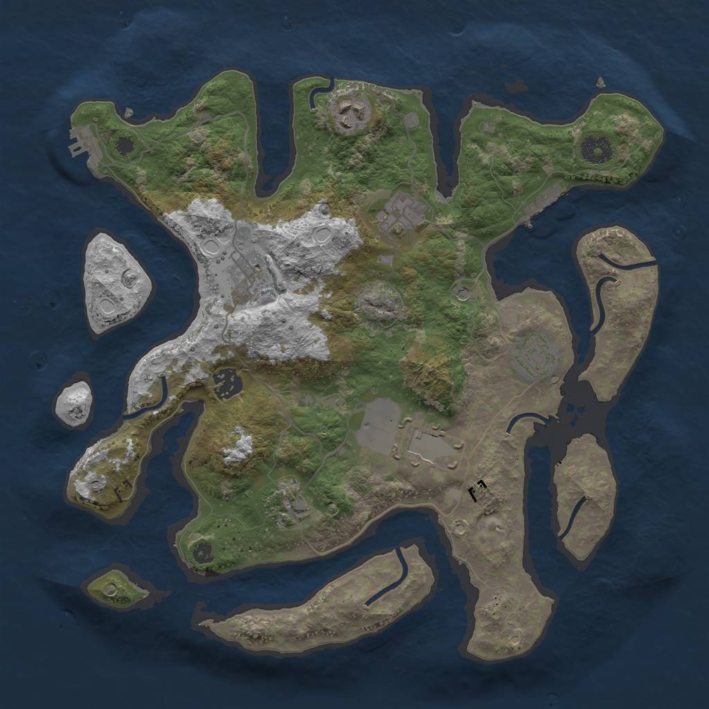 Rust Map: Procedural Map, Size: 3500, Seed: 1871580591, 18 Monuments