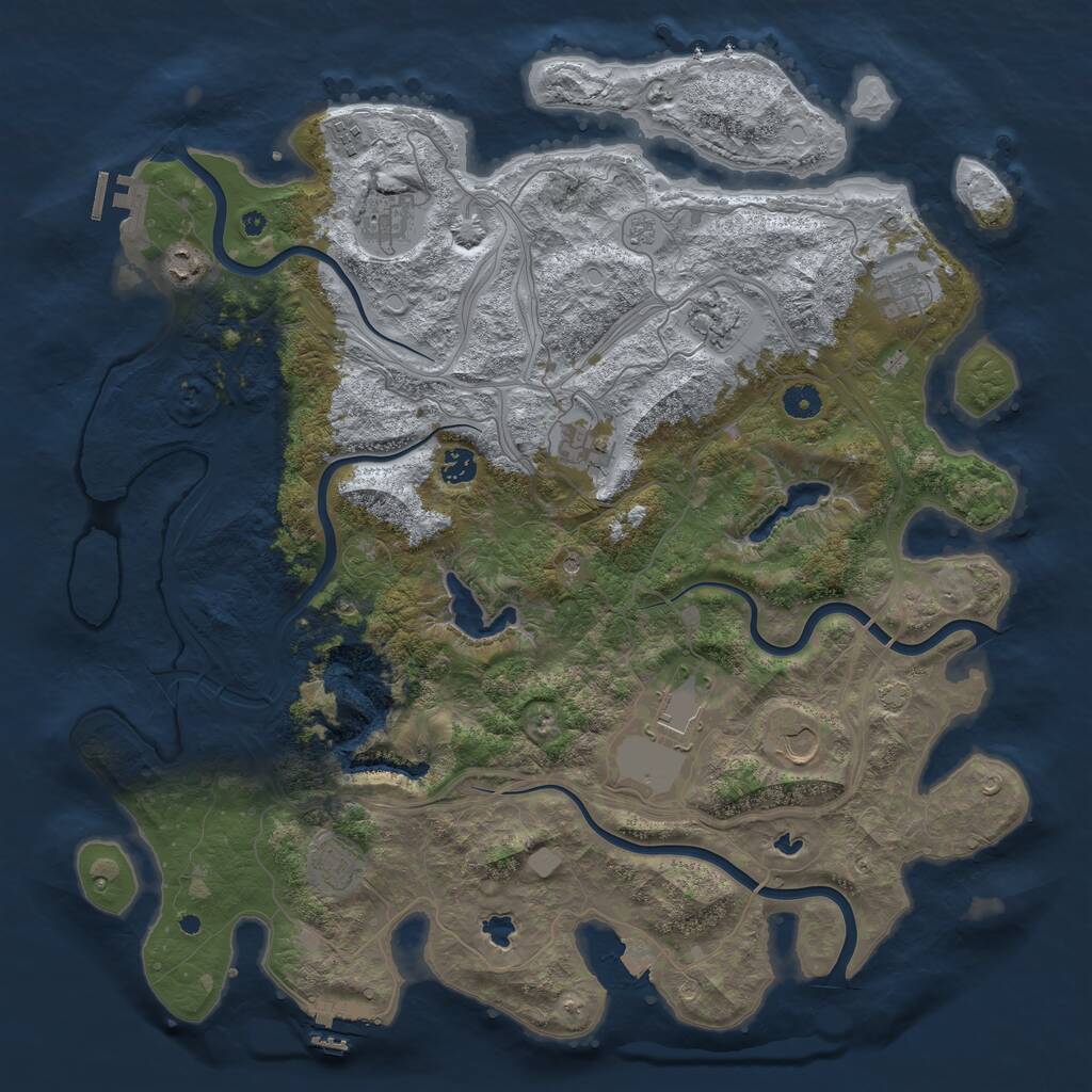 Rust Map: Procedural Map, Size: 4500, Seed: 882143533, 16 Monuments