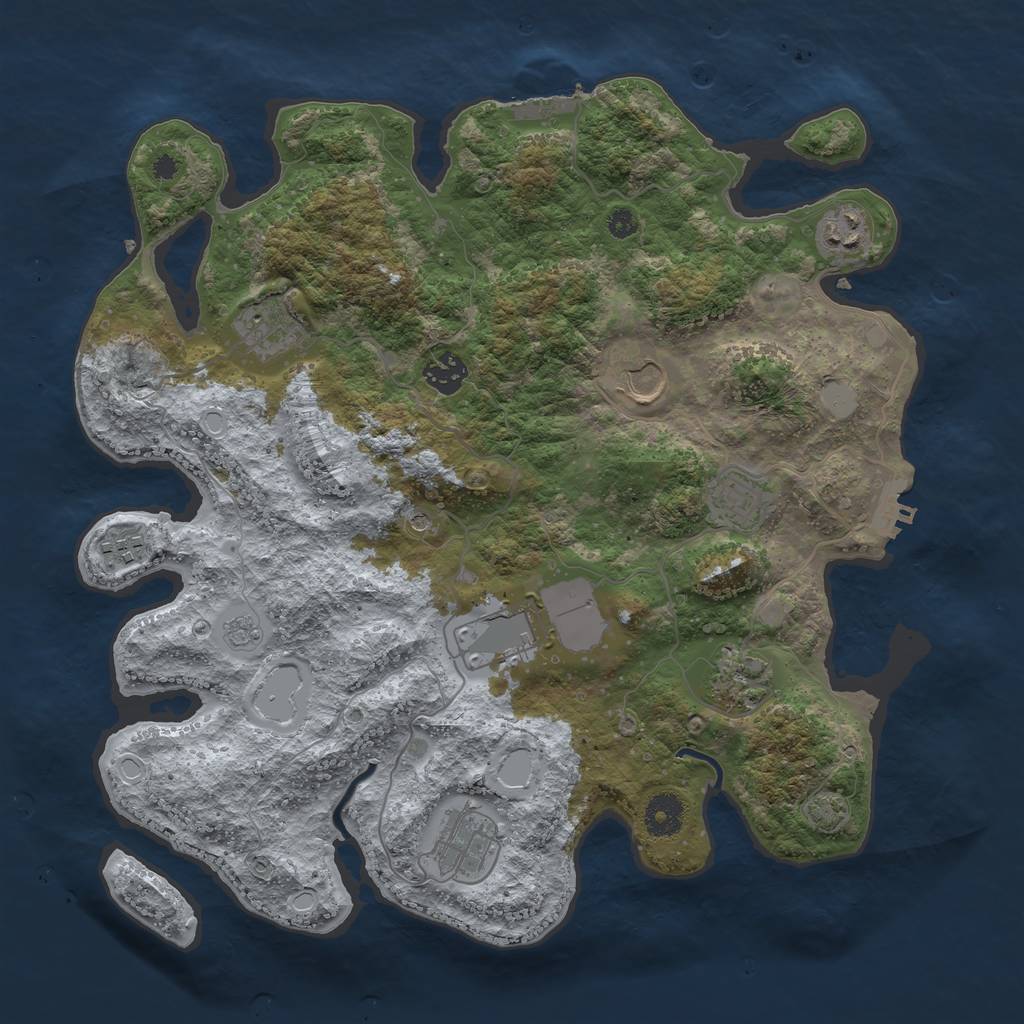 Rust Map: Procedural Map, Size: 3700, Seed: 1407483443, 17 Monuments