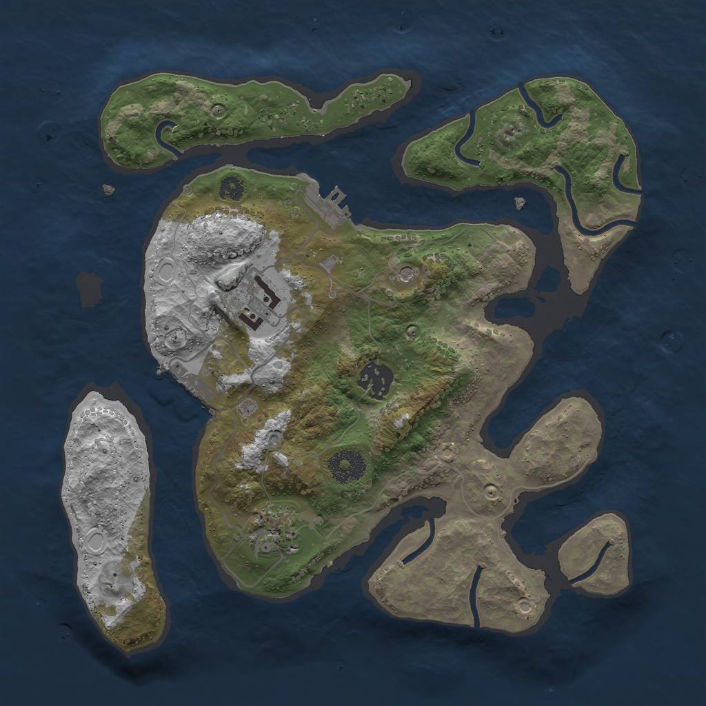 Rust Map: Procedural Map, Size: 3000, Seed: 704801, 14 Monuments